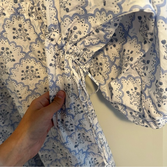 Tuckernuck Smockingbird Blue White Floral Cotton Long Sleeve Maxi Dress XL - Picture 8 of 16